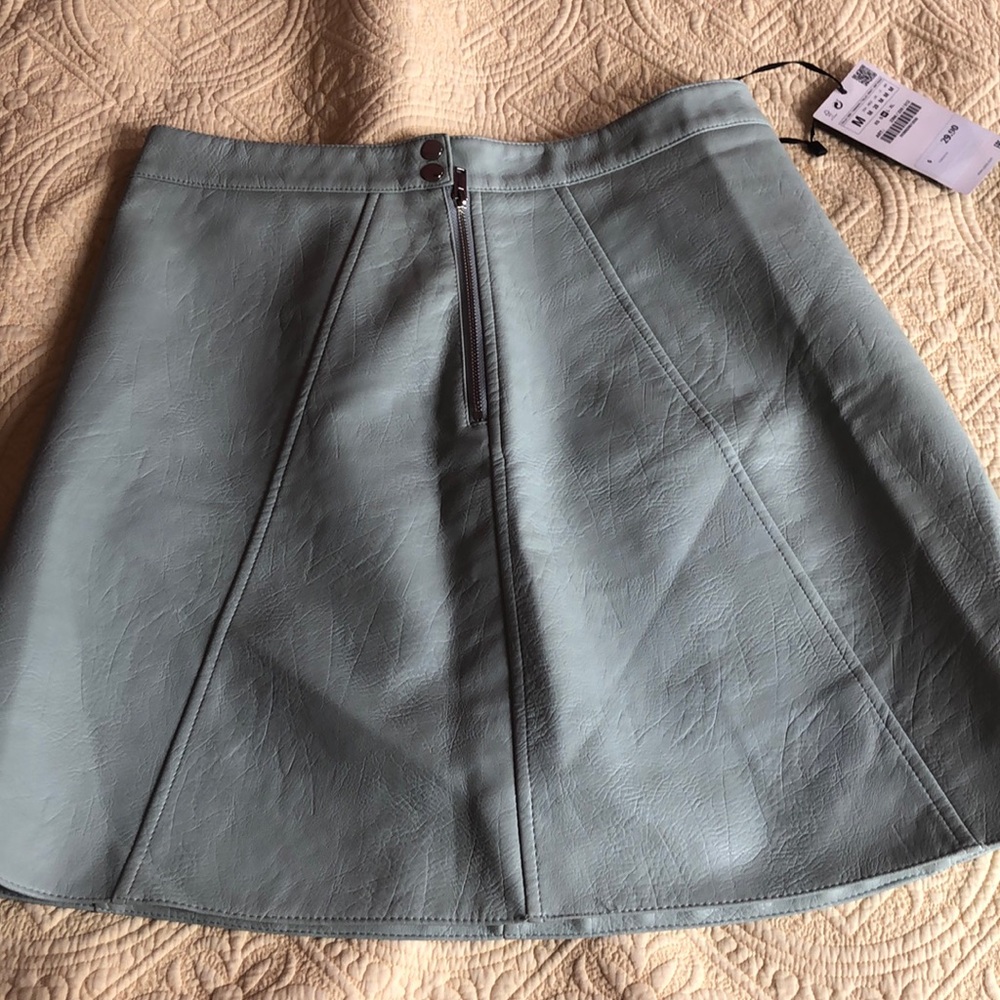 Blue faux leather mini skirt